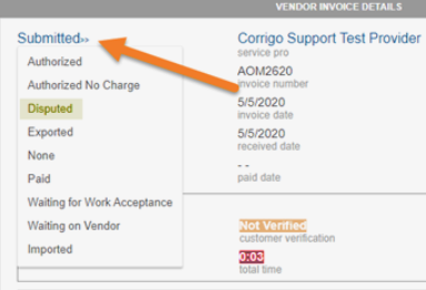 Corrigo Enterprise 9 - Financial - Disputing an Invoice