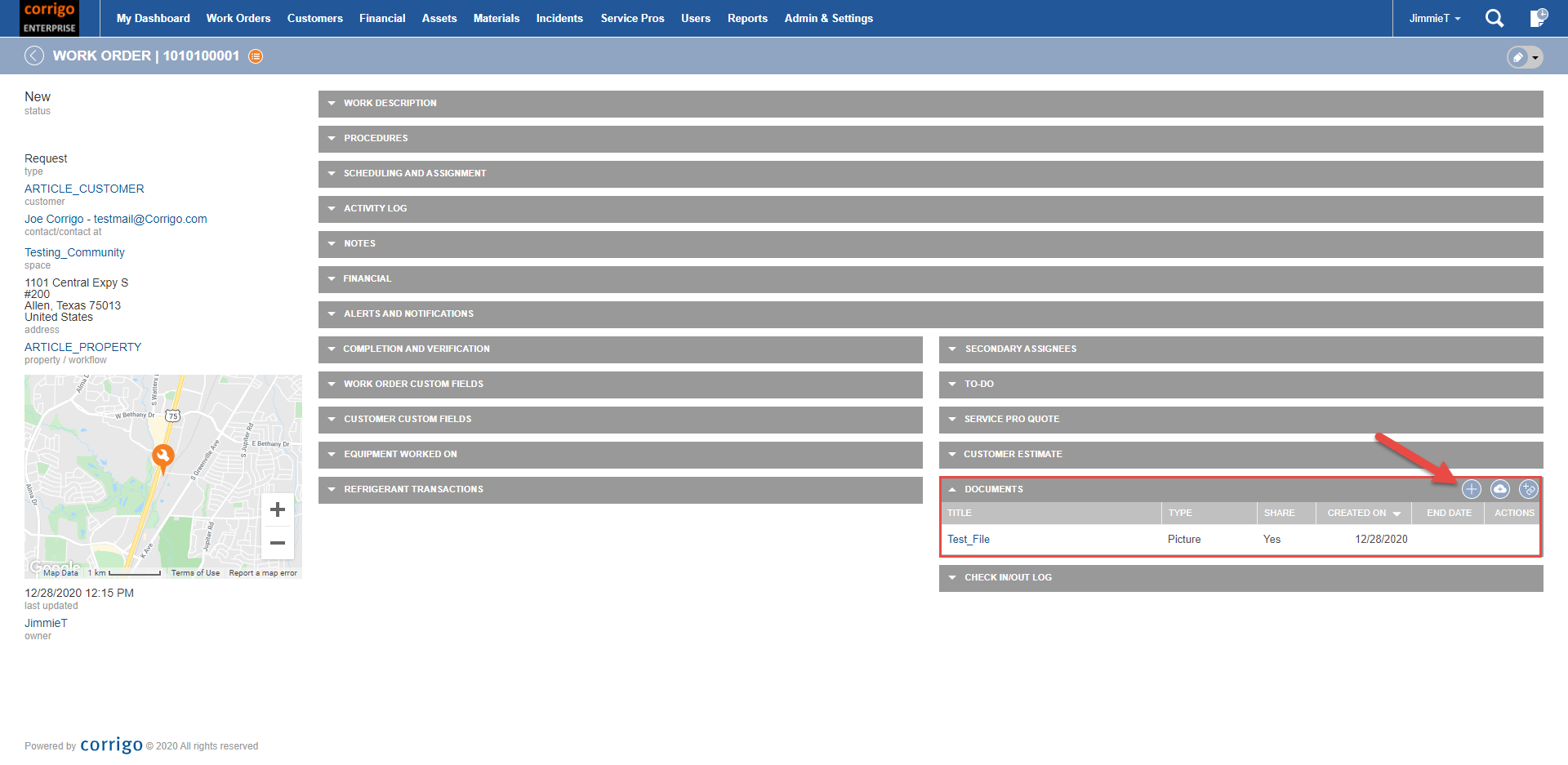 Corrigo Enterprise 9 & CorrigoPro - Work Orders - Sharing Documents ...