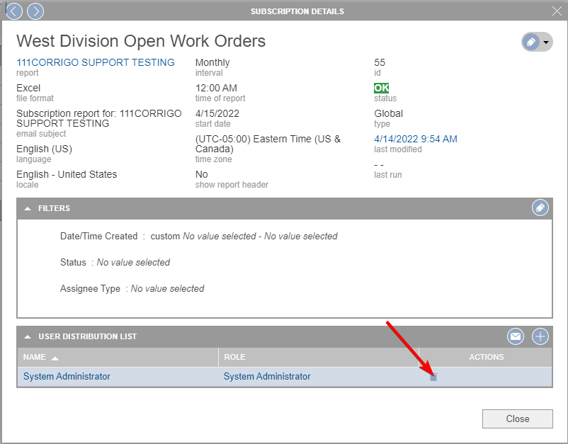 Corrigo Enterprise 9 - Reports - Subscription Management